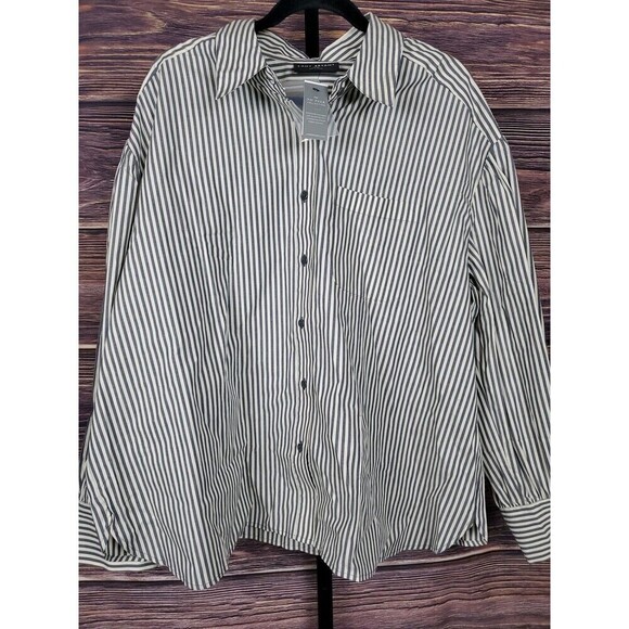 Lane Bryant Button Shirt Women's Size 2X (18/20) Striped Long Sleeve NWT - Picture 8 of 13